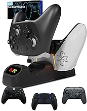 Orzly Controller Charger Stand for Google Stadia Works as Dock for All Type C Controllers (Jet Black)